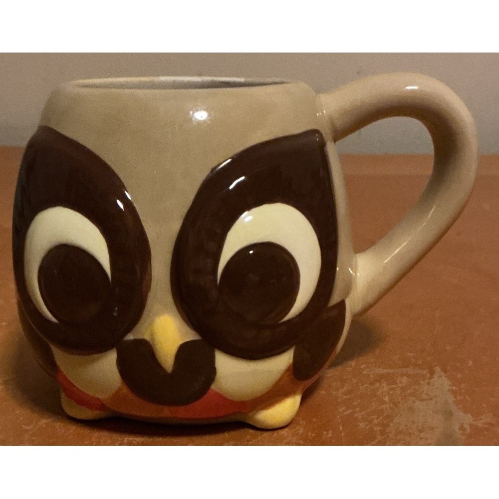 Mesa Home Products Coffee Mug 3D Owl Hand Painted Brown Tan Orange 16 Oz‎